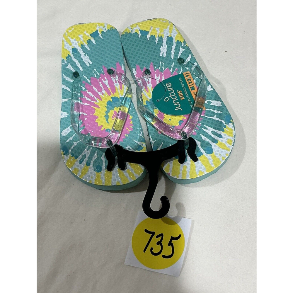 Kids Juncture Flip Flops Nwt Aqua Pink Yellow Size Medium 13-1